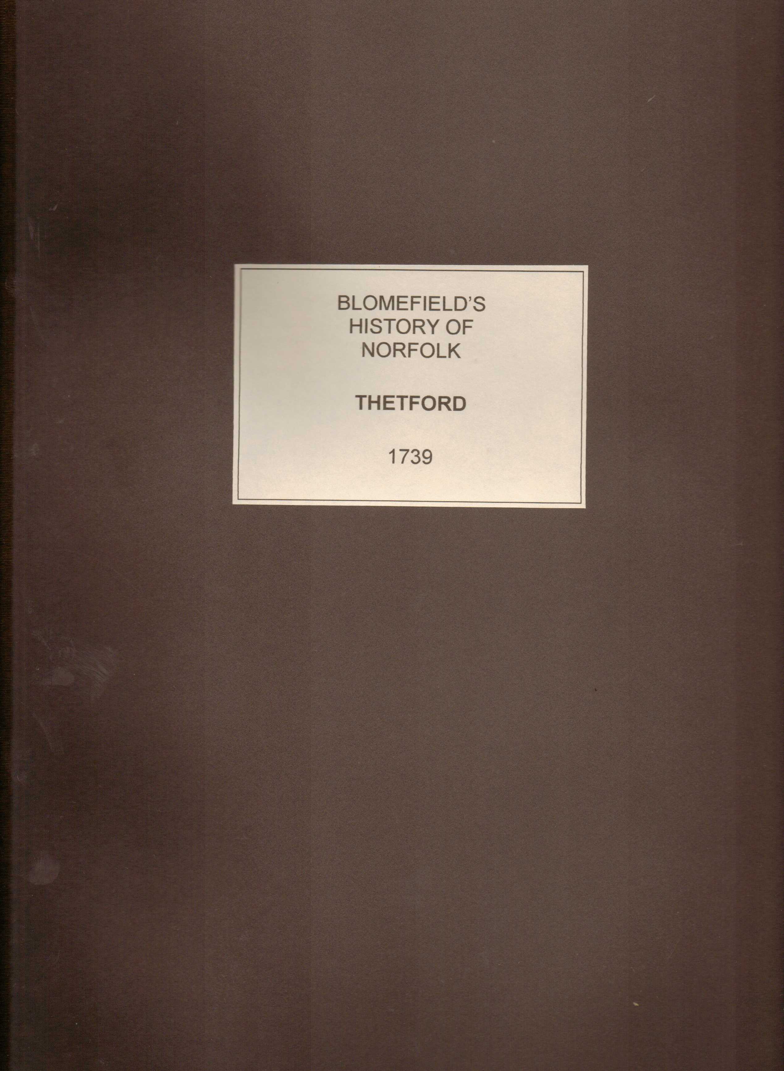 Image for Blomefield's History of Norfolk : Thetford
