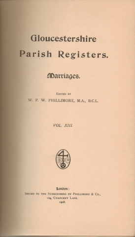 Image for Gloucestershire Parish Registers. Marriages. Vol. XIII