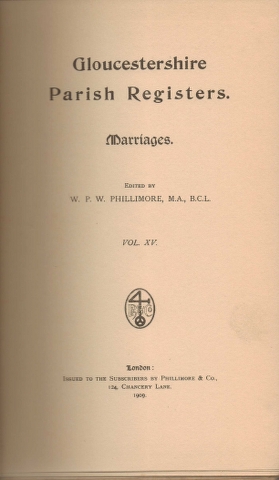 Image for Gloucestershire Parish Registers. Marriages. Vol. XV