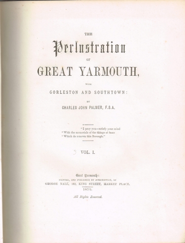 The Perlustration of Great Yarmouth with Gorleston and Southtown in 3 volumes Image for The Perlustration of Great Yarmouth with Gorleston and Southtown in 3 volumes