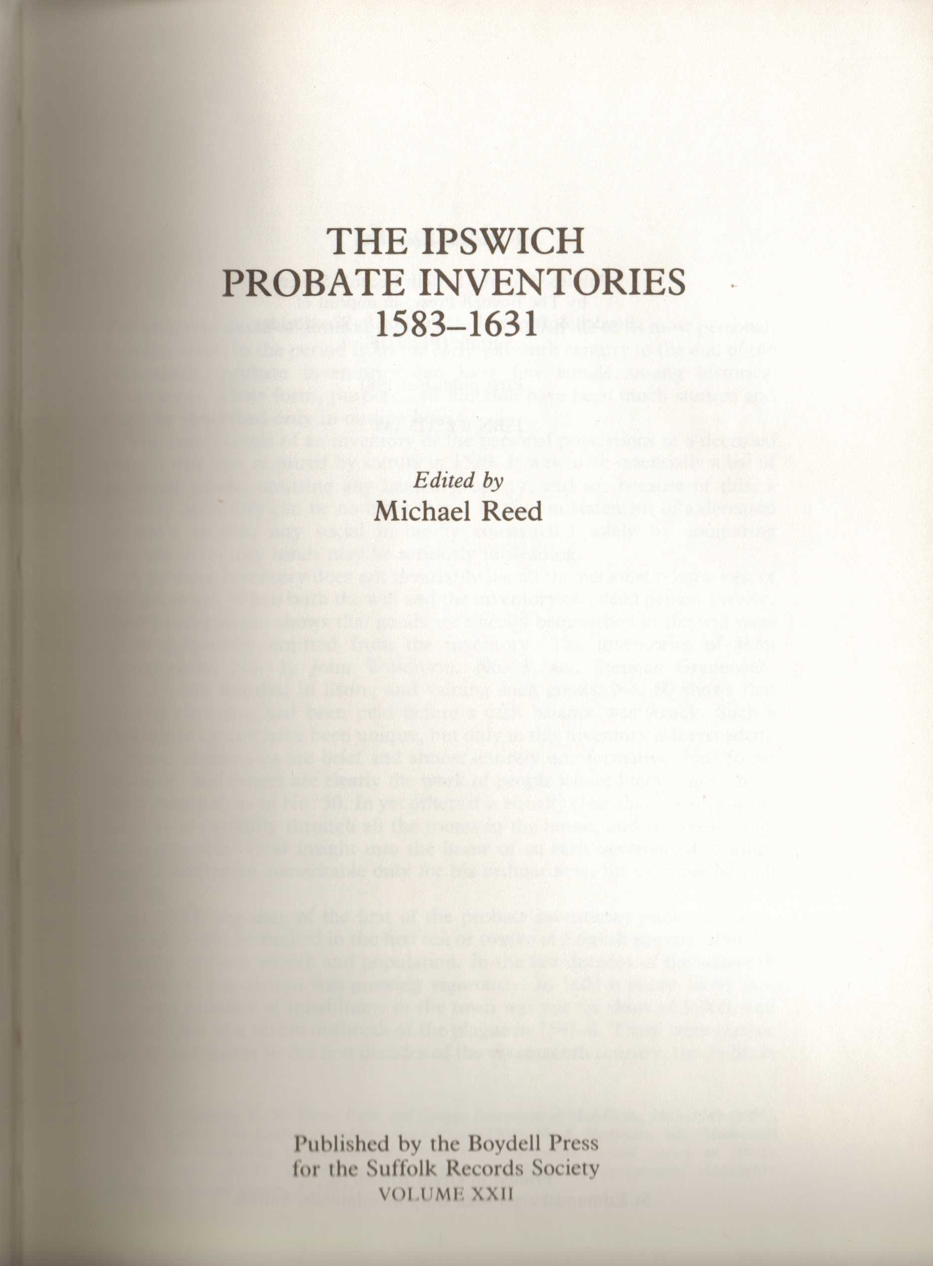 Image for The Ipswich Probate Inventories 1583-1631