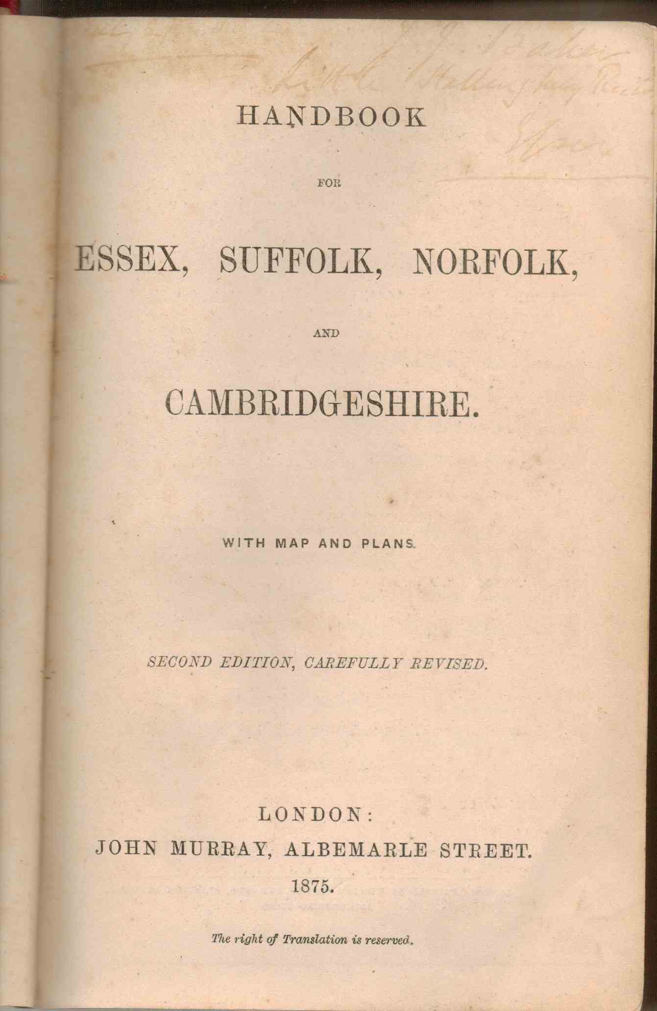 Image for Handbook for Essex, Suffolk, Norfolk and Cambridgeshire