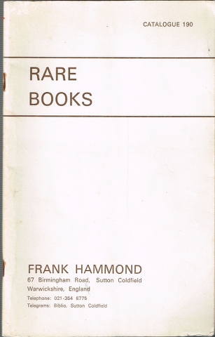 Rare Books Catalogue 190 Image for Rare Books Catalogue 190