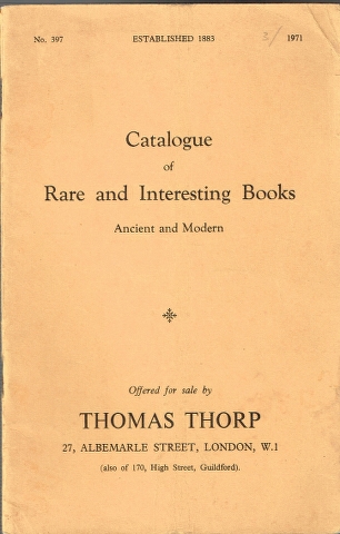 Image for Catalogue of Rare and Interesting Books Ancient and Modern No. 397 1971