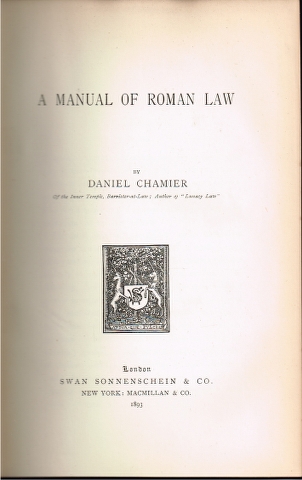 Image for A Manual of Roman Law