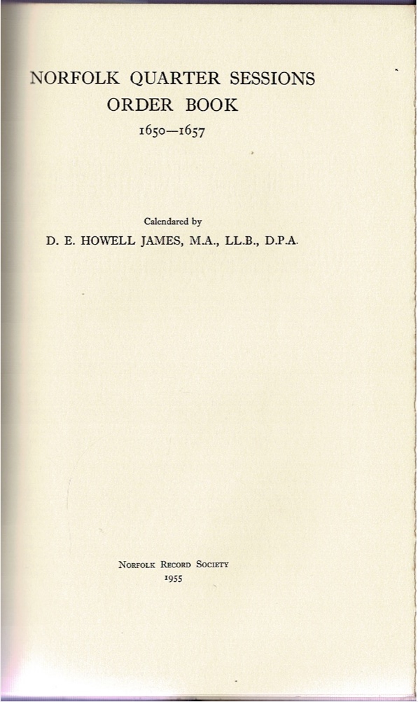Image for Norfolk Quarter Sessions Order Book 1650-1657