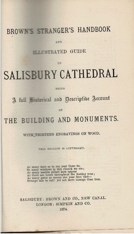 Brown's Stanger's Handbook and Illustrated Guide to Salisbury Cathedral; The Illustrated Guide to the City of Salisbury with 30 Engravings.; The Illustrated Guide to Old Sarum & Stonehenge with Engravings. Image for Brown's Stanger's Handbook and Illustrated Guide to Salisbury Cathedral; The Illustrated Guide to the City of Salisbury with 30 Engravings.; The Illustrated Guide to Old Sarum & Stonehenge with Engravings.