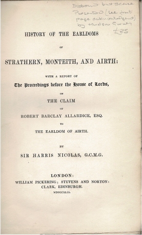 Image for History of the Earldoms of Strathern, Monteith, and Airth: with a report of The Proceedings before the House of Lords, on the claim of Robert Barclay Allardice, Esq. to the Earldom of Airth.