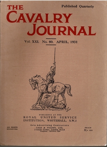 Image for The Cavalry Journal Vol. XXI. No. 80. April, 1931