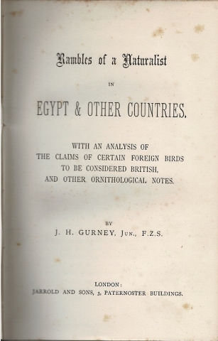 Image for Rambles of a Naturalist in Egypt & Other Countries, with an analysis of the claims of certain foreign birds to be considered British, and other ornithological notes.