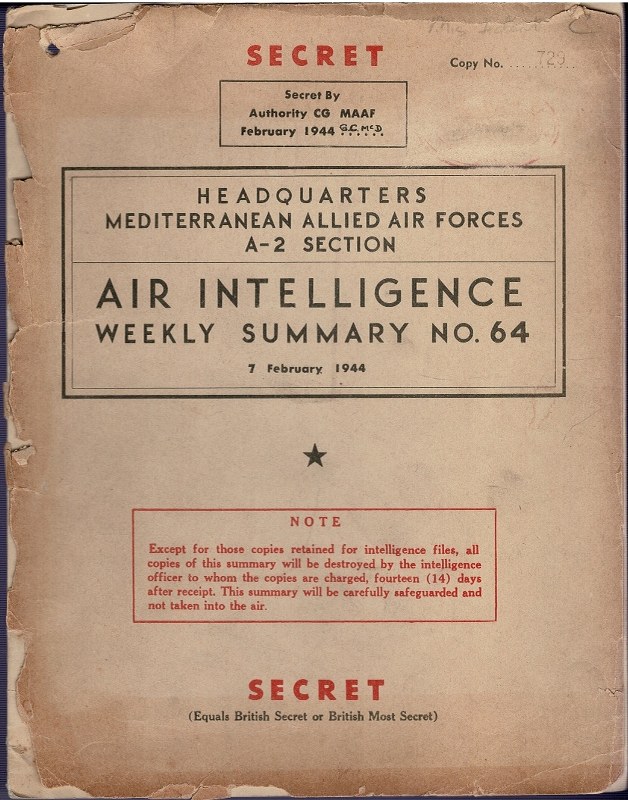 Image for Air Intelligence Weekly Summary No. 64 7 February 1944