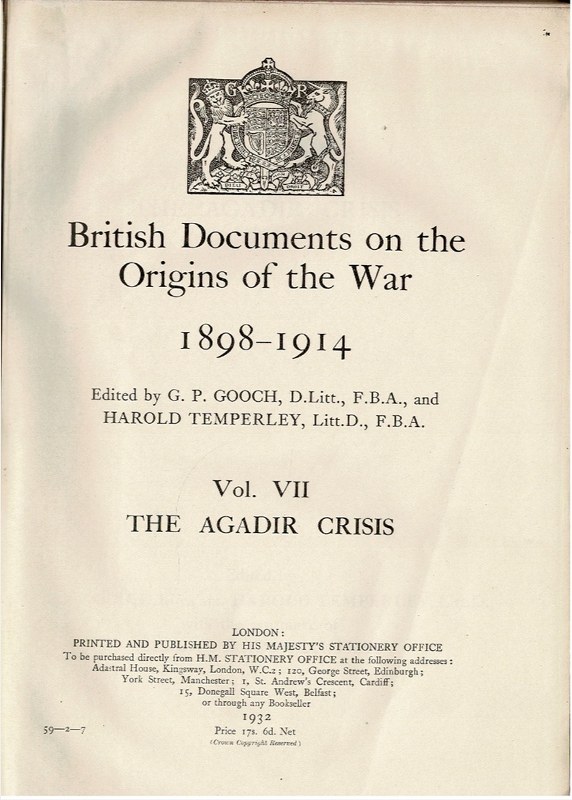 Image for The Agadir Crisis Vol. VII