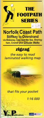 Image for Norfolk Coast Path: Stiffkey to Overstrand via Blakeney, Cley next the Sea, Sheringham, Cromer plus Circular Walks zigzag the easy to read laminated walking map