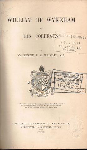 Image for William of Wykeham and his Colleges
